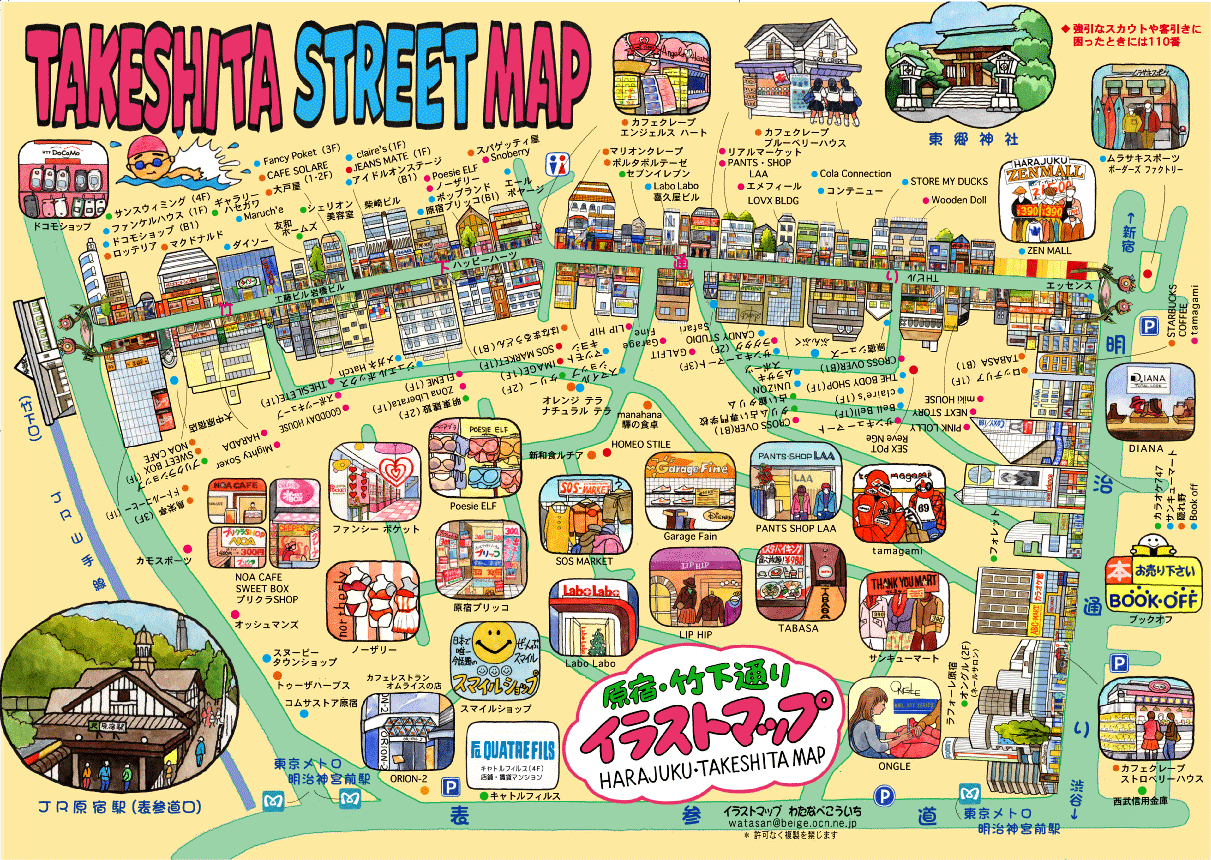 Plano de la Calle Takeshita - Tokio - Japón - Asia